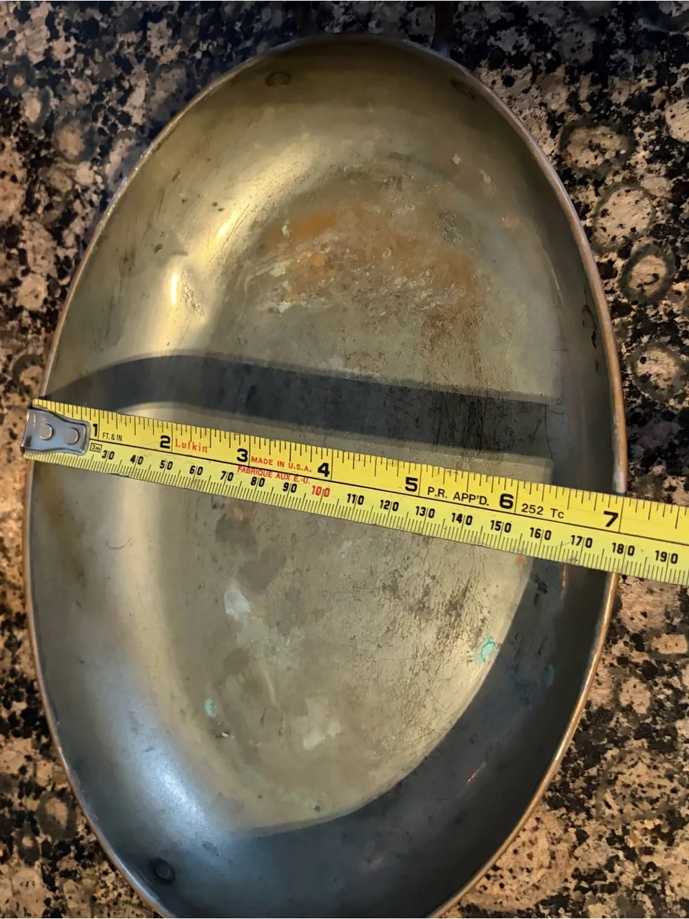 Vintage Copper-Toned Oval Serving Pan with Twin Handles